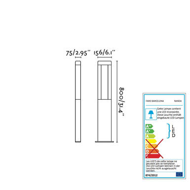 Borne extérieure led Faro Nanda Gris anthracite Aluminium 71217