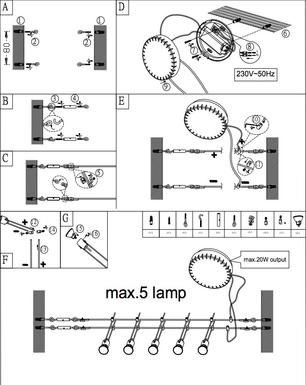 Cable tendu 5 lampes led Trio Métal 770010587