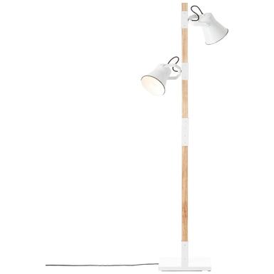 Lampadaire 2 lampes design Brilliant Plow Blanc Bois 82156/05