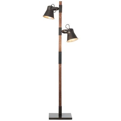 Lampadaire 2 lampes design Brilliant Plow Noir Bois 82156/46