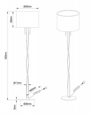 Lampadaire 2 lampes led Trio Nandor Gris Métal - Tissus 475310307