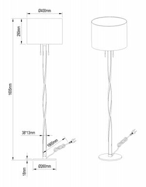 Lampadaire 2 lampes led Trio Nandor Or Métal - Tissus 475310379