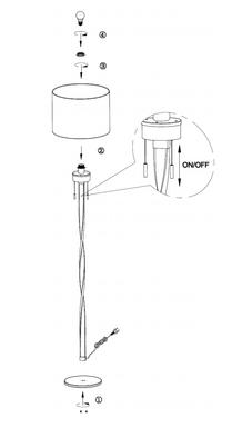 Lampadaire 2 lampes led Trio Nandor Or Métal - Tissus 475310379