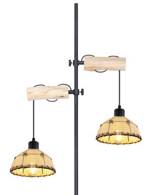 Lampadaire 2 lumières design Globo Rex Noir Métal 15442S