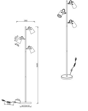 Lampadaire 3 lampes design Trio Edward Noir Métal 408800332