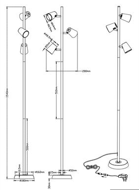 Lampadaire 3 lampes led Trio Narcos Nickel Acier 473190307