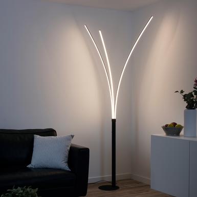 Lampadaire 3 lumières led Leuchten Direkt Maja Noir Métal 15383-18