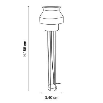 Lampadaire Singapour - H 158 cm - Ø 40 cm - Blanc / Kaki / Curry  - Lin/Cannage naturel - Market Set - PR503871