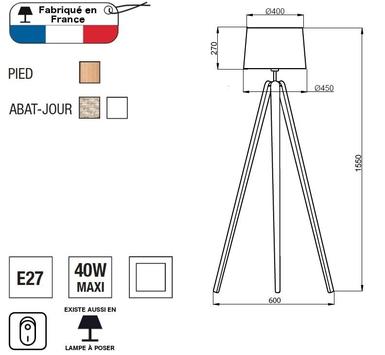 Lampadaire design Aluminor Essence Blanc Bois ESSENCE LS B