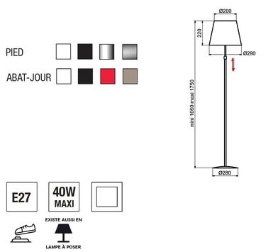 Lampadaire design Aluminor Store Rouge Acier STORE LS AY R