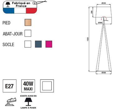 Lampadaire design Aluminor Zazou Blanc Bois ZAZOU LS B