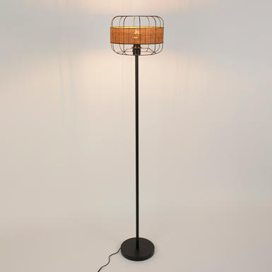 Lampadaire Bali - H 152 cm - Ø 30 cm - Rotin / Métal - Corep - 656670