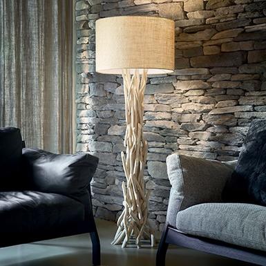 Lampadaire en bois flotté Ideal lux Driftwood Beige Bois 148939