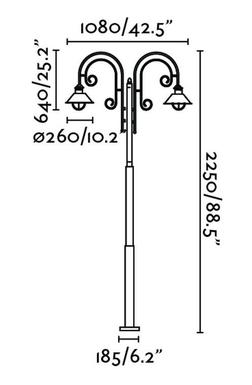 Lampadaire extérieur 2 lampes classique Faro nautica Marron Fer 71117