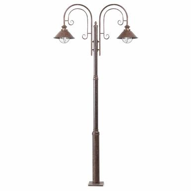 Lampadaire extérieur 2 lampes classique Faro nautica Marron Fer 71117