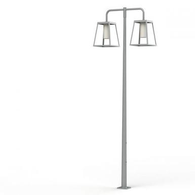Lampadaire extérieur 2 lampes contemporain monoteinte Roger Pradier Lampiok 4 Fonte d'aluminium 175019_