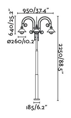 Lampadaire extérieur 3 lampes classique Faro nautica Marron Fer 71118