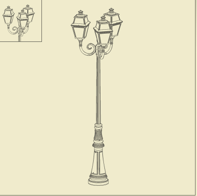 Lampadaire extérieur 3 lampes classique Roger Pradier Place des Vosges 2 148010_