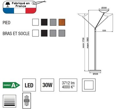 Lampadaire led Aluminor Lib Gris Acier LIB LED V G