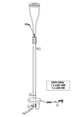 Lampadaire led Trio Rennes Nickel Métal R42412107