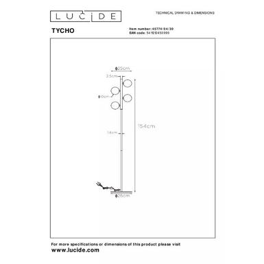 Lampadaire TYCHO- 4xG9 - Noir - Lucide - 45774/04/30