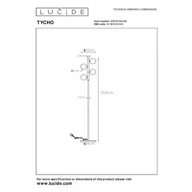 Lampadaire TYCHO - 4xG9 - Or Mat / Laiton - Lucide - 45774/04/02