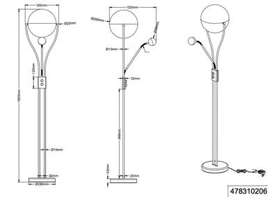 Lampadaire led Trio Chris Chrome Métal 478310206