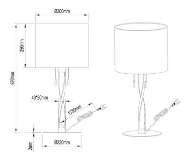 Lampe 2 lampes led Trio Nandor Gris Métal - Tissus 575310307