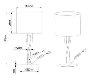 Lampe 2 lampes led Trio Nandor Or Métal - Tissus 575310379