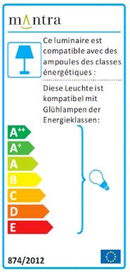 Lampe 2 lumières avec abat jour Mantra Lua Gris cendré Tissus et métal 3683