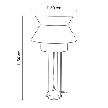 Lampe  à poser Singapour - H 56 cm Ø  30 cm - Kaki / Blanc -Lin/Cannage naturel - Market Set- PR503870