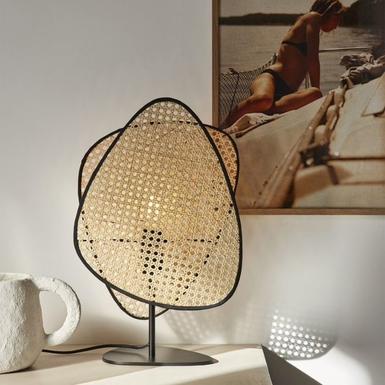 Lampe à poser Screen H 38 cm - Rotin/Cannage Naturel  - Market Set - 655626