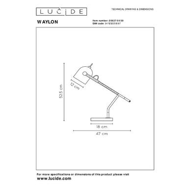 Lampe de bureau WAYLON - 1xE27 - Noir  - Lucide - 05627/01/30