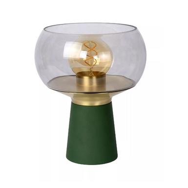 Lampe de table Farris Ø 24 cm - 1xE27 - Vert / Laton - Acier / Verre - Lucide - 05540/01/33