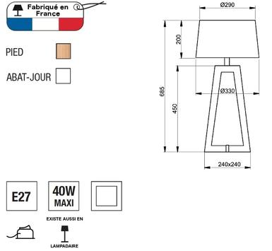 Lampe design Aluminor Sacha Beige Bois SACHA LT AJ2