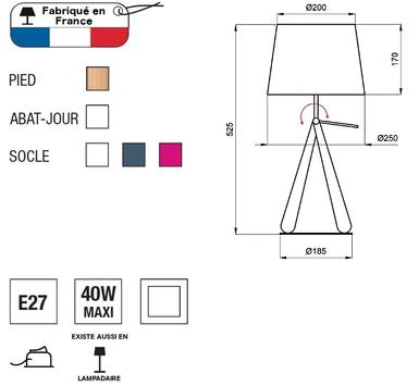 Lampe design Aluminor Zazou Blanc Bois ZAZOU LT B