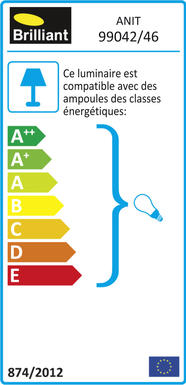 Lampe design Brilliant Anit Noir Métal 99042/46