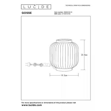 Lampe à poser - GOSSE - H 23,8 cm - Ø 19,5 cm - 1xE14 - Porcelaine - Blanc - Lucide 13535/24/31