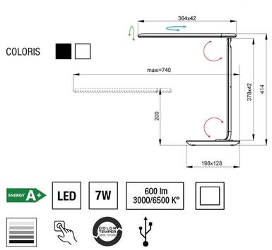 Lampe de bureau led  Bob - Blanc Aluminium - Aluminor - BOB B