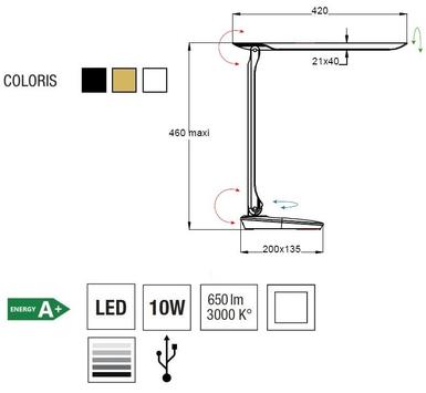 Lampe led Aluminor Eureka Noir Métal EUREKA N