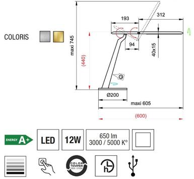 Lampe de bureau Led - Sigma - Or Aluminium - Aluminor - SIGMA OR