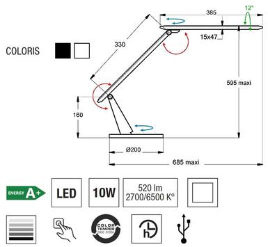 Lampe led Aluminor Zig Noir Aluminium ZIG N