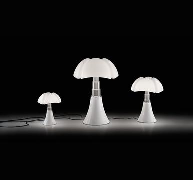 Lampe led "medium" Martinelli-luce pipistrello Blanc Inox 620/MED/DIM/BI
