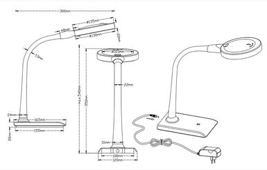 Lampe loupe led Trio Lupo Noir Plastique 527290102