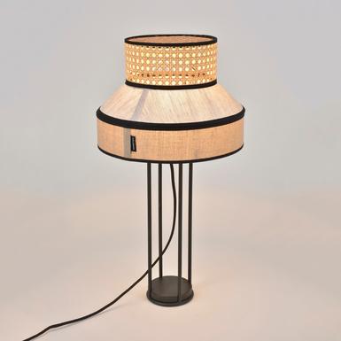 Lampe de table Singapour H 59 cm - Nude -  Lin / Cannage naturel - Market Set - PR503481