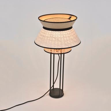 Lampe  à poser Singapour - H 56 cm Ø  30 cm -Lin /Cannage naturel - Market Set - PR503482