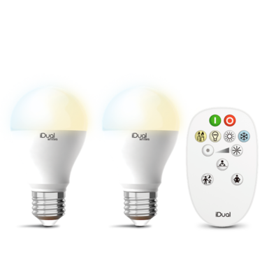 Lot de 2 ampoules E27 led avec télécommande iDual Blanc Plastique