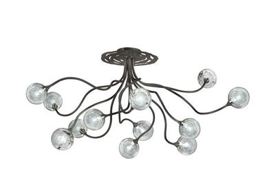 Lustre 12 lampes design Cvl Hévéa Graphite Graphite Laiton massif Hévéa 12L Graphite S100