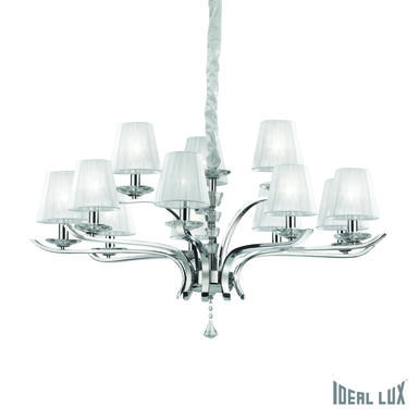 Lustre 12 lampes design Ideal lux Pegaso Chrome Métal 066431