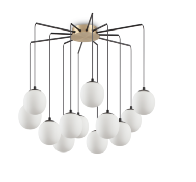 Lustre 12 lampes design Ideal lux Rhapsody Noir Métal 236957